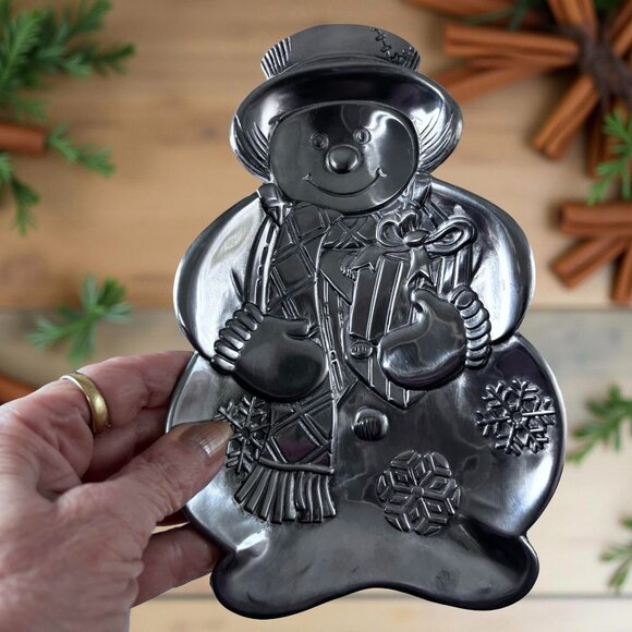 Home For The Holidays Snowman Candy Dish Silver Metal Christmas Decor Gift Box - Picture 4 of 6